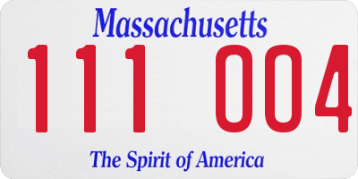 MA license plate 111OO4