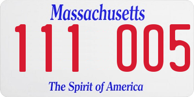 MA license plate 111OO5