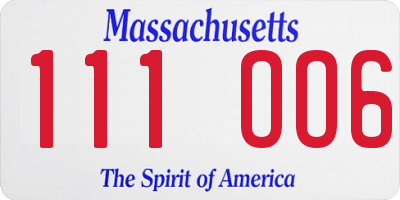MA license plate 111OO6