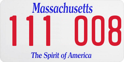 MA license plate 111OO8