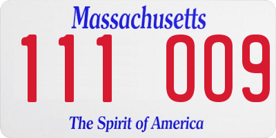 MA license plate 111OO9