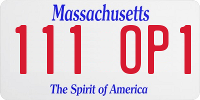 MA license plate 111OP1