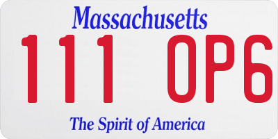 MA license plate 111OP6