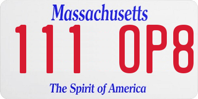MA license plate 111OP8