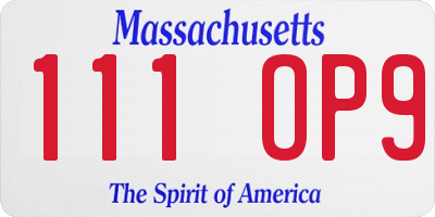 MA license plate 111OP9