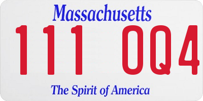 MA license plate 111OQ4