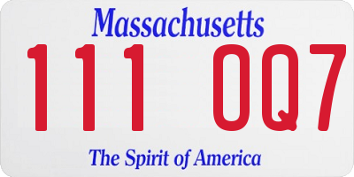 MA license plate 111OQ7