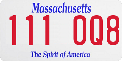 MA license plate 111OQ8