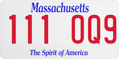 MA license plate 111OQ9