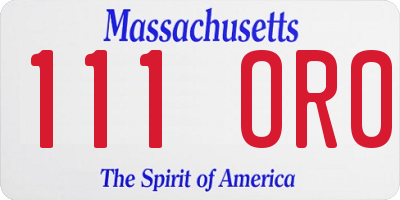 MA license plate 111OR0