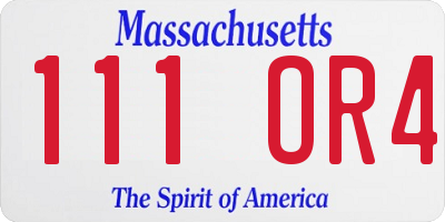 MA license plate 111OR4