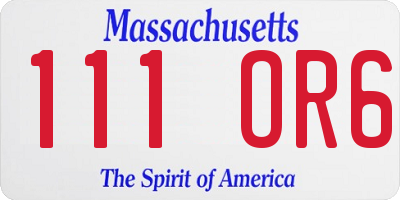 MA license plate 111OR6