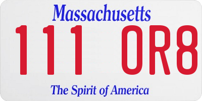 MA license plate 111OR8