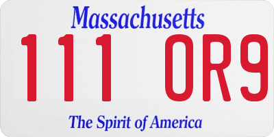 MA license plate 111OR9