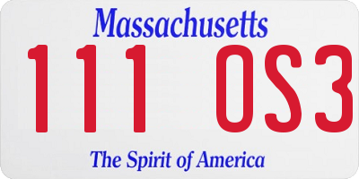 MA license plate 111OS3