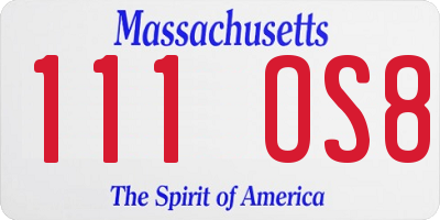 MA license plate 111OS8