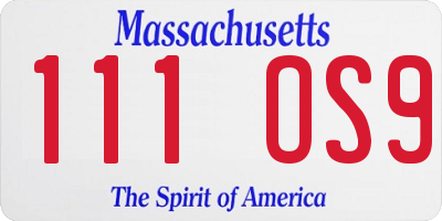 MA license plate 111OS9