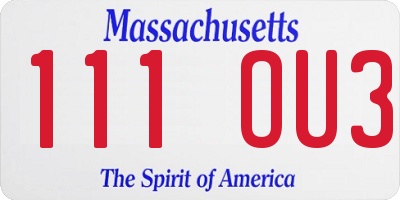 MA license plate 111OU3