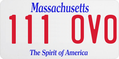 MA license plate 111OV0