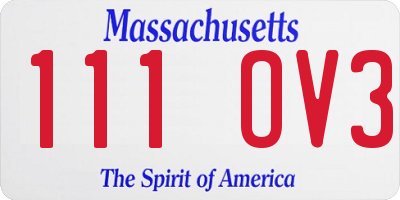 MA license plate 111OV3