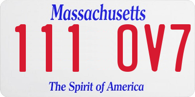 MA license plate 111OV7