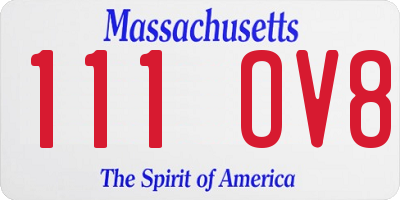 MA license plate 111OV8