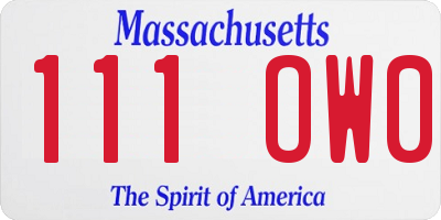 MA license plate 111OW0