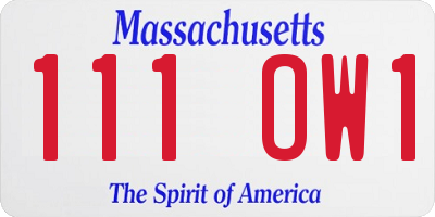 MA license plate 111OW1