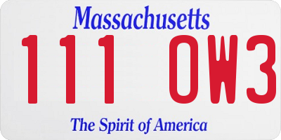 MA license plate 111OW3