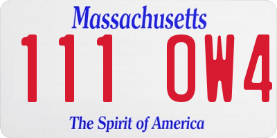 MA license plate 111OW4
