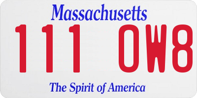 MA license plate 111OW8