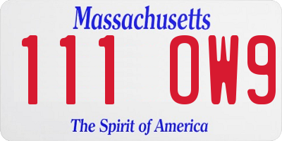 MA license plate 111OW9