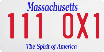 MA license plate 111OX1