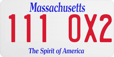 MA license plate 111OX2