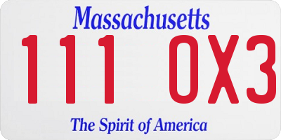 MA license plate 111OX3