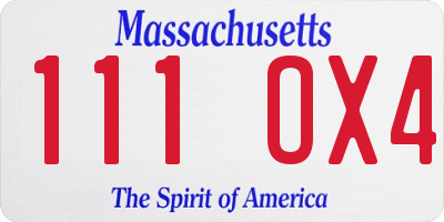 MA license plate 111OX4