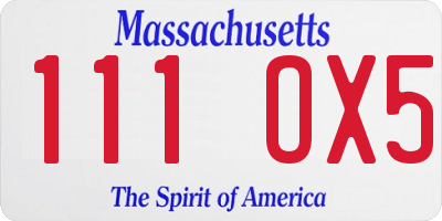 MA license plate 111OX5