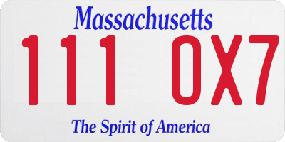 MA license plate 111OX7