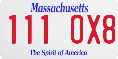 MA license plate 111OX8