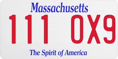 MA license plate 111OX9