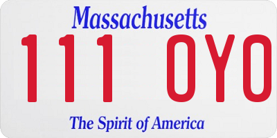 MA license plate 111OY0