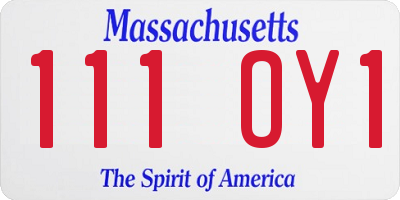 MA license plate 111OY1