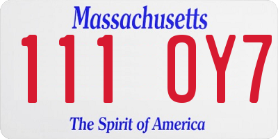 MA license plate 111OY7