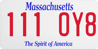 MA license plate 111OY8