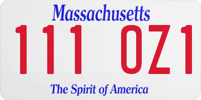 MA license plate 111OZ1