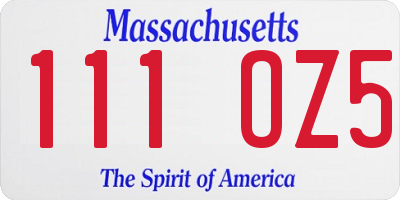 MA license plate 111OZ5