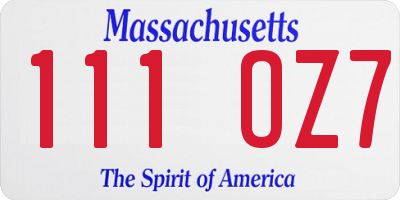 MA license plate 111OZ7