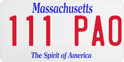MA license plate 111PA0
