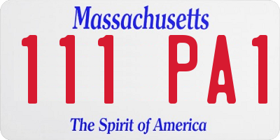 MA license plate 111PA1