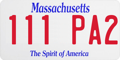 MA license plate 111PA2